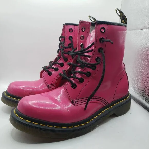 Dr Doc Martens 1460 Y Candy Pink Women's Boots Size 7 US Lace Up - Picture 3 of 12